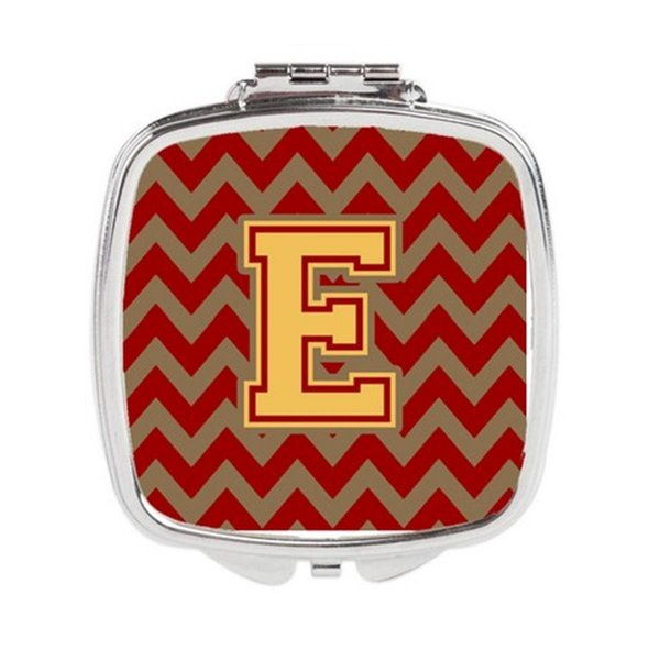 Carolines Treasures Letter E Chevron Garnet and Gold Compact Mirror CJ1048-ESCM